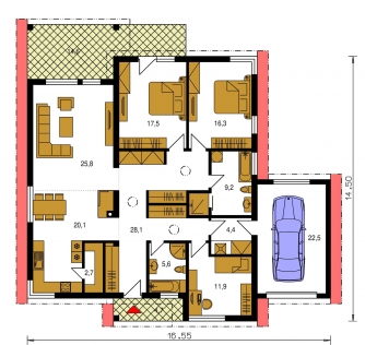 Image miroir | Plan de sol du rez-de-chaussée - BUNGALOW 176